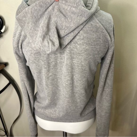 Gray Women’s Lace Zip-Up Hoodie Sweater - Picture 4 of 5